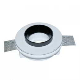 V-TAC VT-866 PORTAFARETTO ROTONDO DA INCASSO IN GESSO FINITURA CROMATA PER LAMPADINE GU10 E GU5.3 - SKU 3145 