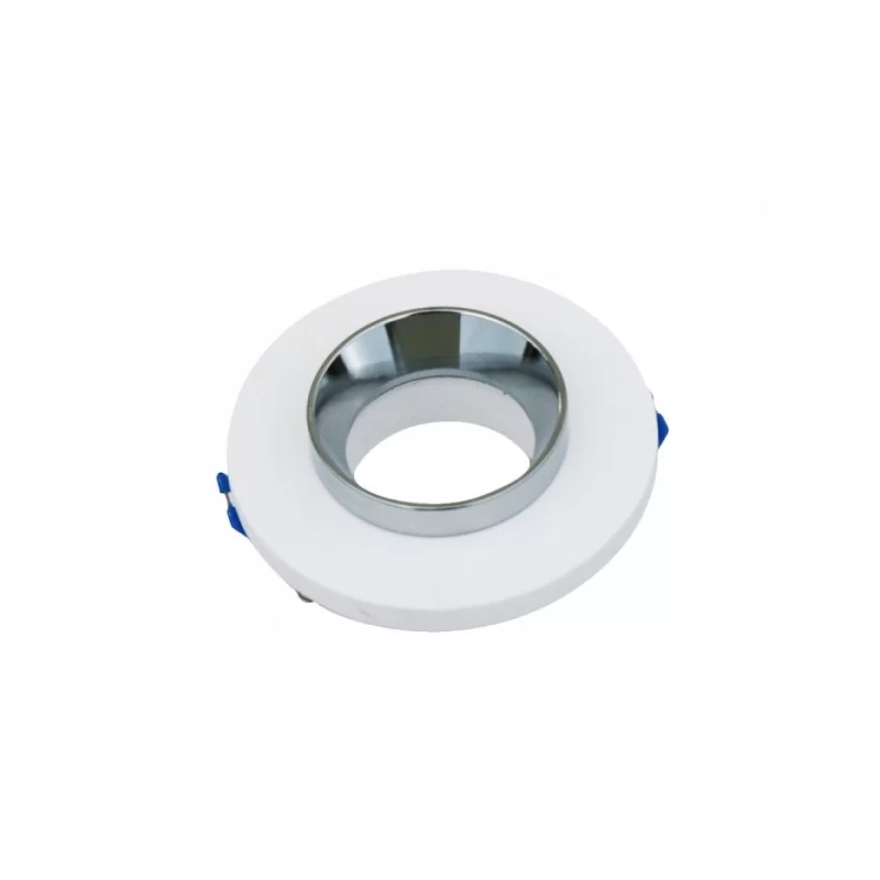V-TAC VT-862 PORTAFARETTO ROTONDO DA INCASSO IN GESSO FINITURA CROMATA PER LAMPADINE GU10 E GU5.3 - SKU 3127 