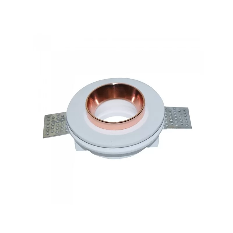 V-TAC VT-866 PORTAFARETTO ROTONDO DA INCASSO IN GESSO FINITURA CROMATA PER LAMPADINE GU10 E GU5.3 - SKU 3147 