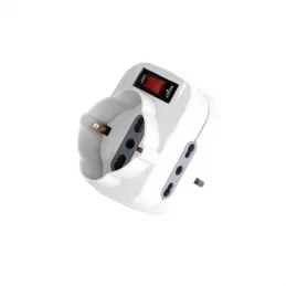 V-TAC MULTIPRESA ADATTATORE TRIPLO COLORE BIANCO CON PROTEZIONE RIPRISTINABILE E SPINA ROTANTE - SKU 8744 