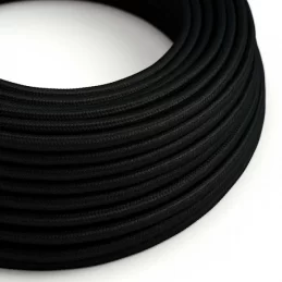 CREATIVE-CABLES CAVO ELETTRICO ROTONDO RIVESTITO IN TESSUTO EFFETTO SETA TINTA UNITA NERO 