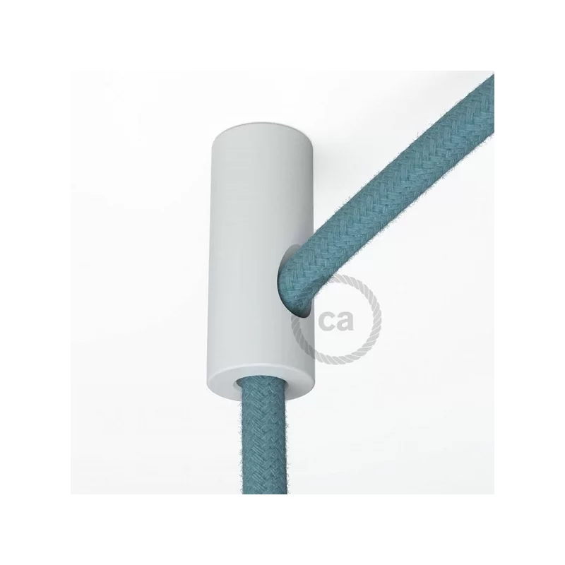 CREATIVE-CABLES DECENTRATORE - GANCIO A SOFFITTO BIANCO PER CAVO ELETTRICO TESSILE CON FERMO 