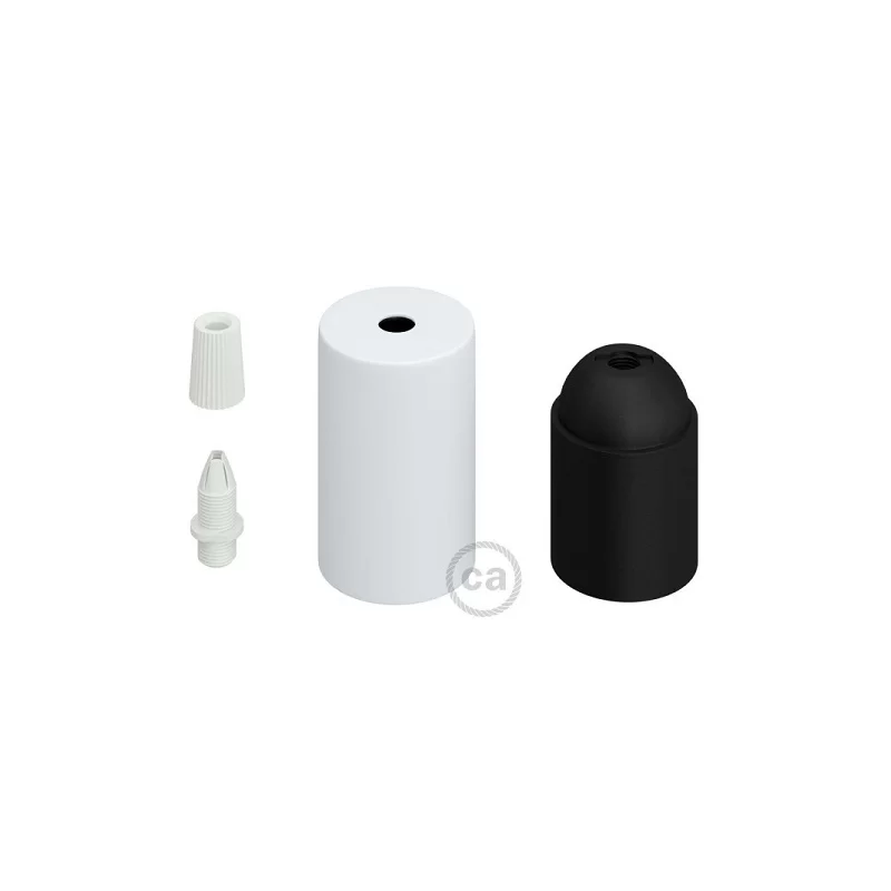 CREATIVE-CABLES KIT PORTALAMPADA E27 CILINDRO BIANCO OPACO CON SERRACAVO CONICO BIANCO 