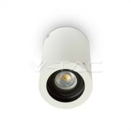 V-TAC VT-796 PORTAFARETTO ORIENTABILE ROTONDO BIANCO DA SOFFITTO PER LAMPADINE GU10 E GU5.3 - SKU 3627 
