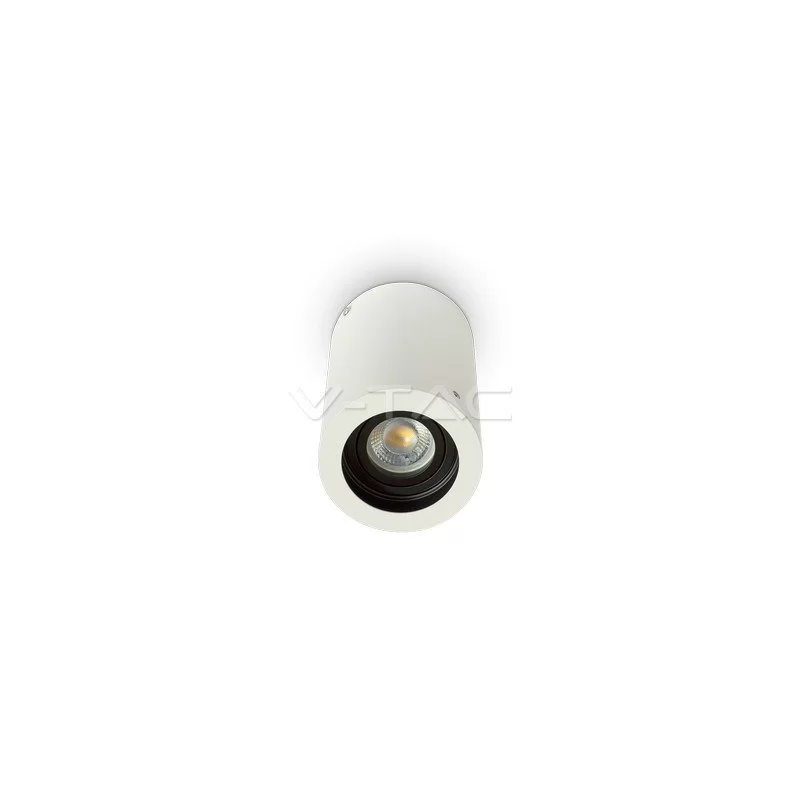 V-TAC VT-796 PORTAFARETTO ORIENTABILE ROTONDO BIANCO DA SOFFITTO PER LAMPADINE GU10 E GU5.3 - SKU 3627 