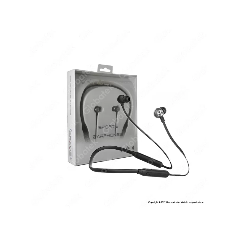 V-TAC VT-6166 COPPIA DI AURICOLARI BLUETOOTH SPORTS EARPHONES COLORE NERO - SKU 7710 