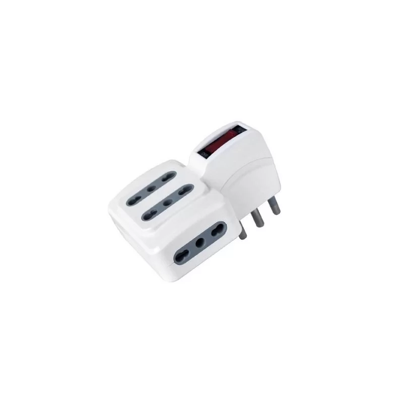 V-TAC MULTIPRESA ADATTATORE QUADRUPLO COLORE BIANCO CON PROTEZIONE RIPRISTINABILE - SKU 8746 