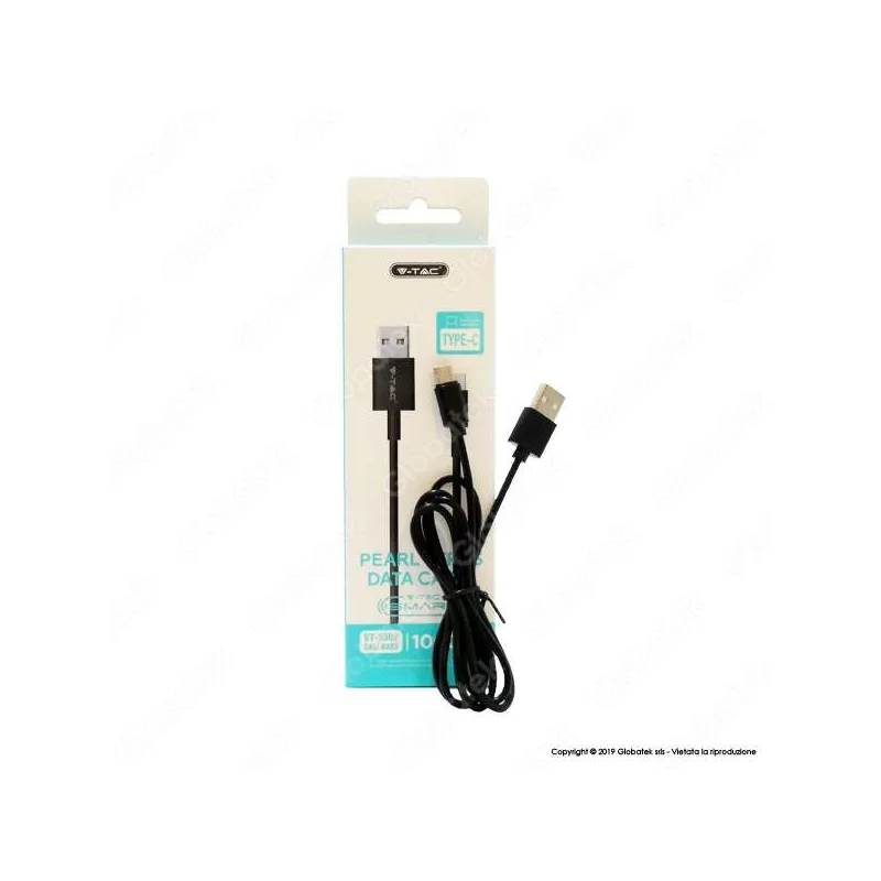 V-TAC VT-5301 PEARL SERIES USB DATA CABLE MICRO USB CAVO COLORE NERO 1M - SKU 8481 