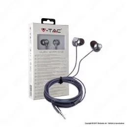 V-TAC VT-1032 COPPIA DI AURICOLARI CON MICROFONO E JACK 3,5MM COLORE GRIGIO - SKU 7706 