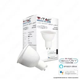 V-TAC SMART VT-5015 LAMPADINA LED WI-FI GU10 FARETTO 4,5W TRICOLOR DIMMERABILE 110° - SKU 8436 