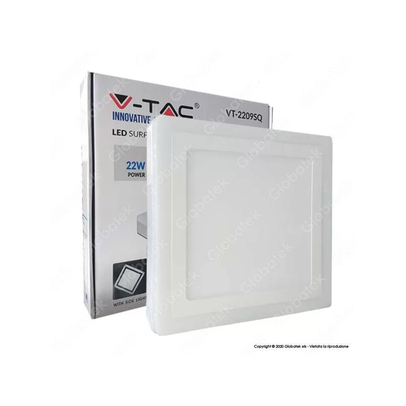V-TAC VT-2209SQ PANNELLO DOPPIO LED SMD QUADRATO CON SIDE LIGHT 22W - SKU 4928 / 4929 / 4930 