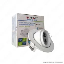 V-TAC VT-700 PORTAFARETTO ORIENTABILE ROTONDO DA INCASSO PER LAMPADINE GU10 E GU5.3 - SKU 3689 