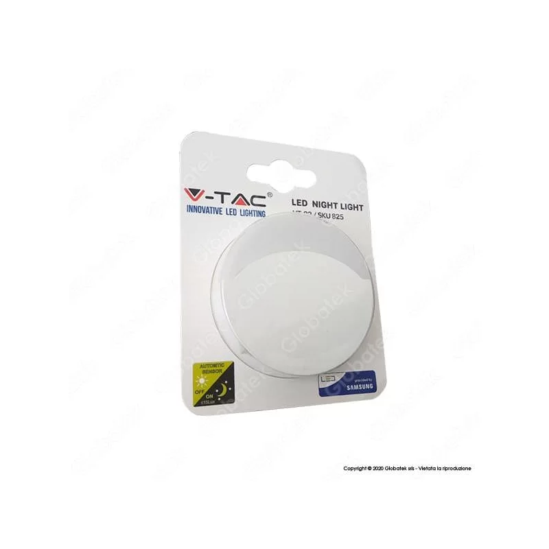 V-TAC VT-82 PUNTO LUCE LED CON SENSORE CREPUSCOLARE CON CHIP SAMSUNG - SKU 824 / 825 