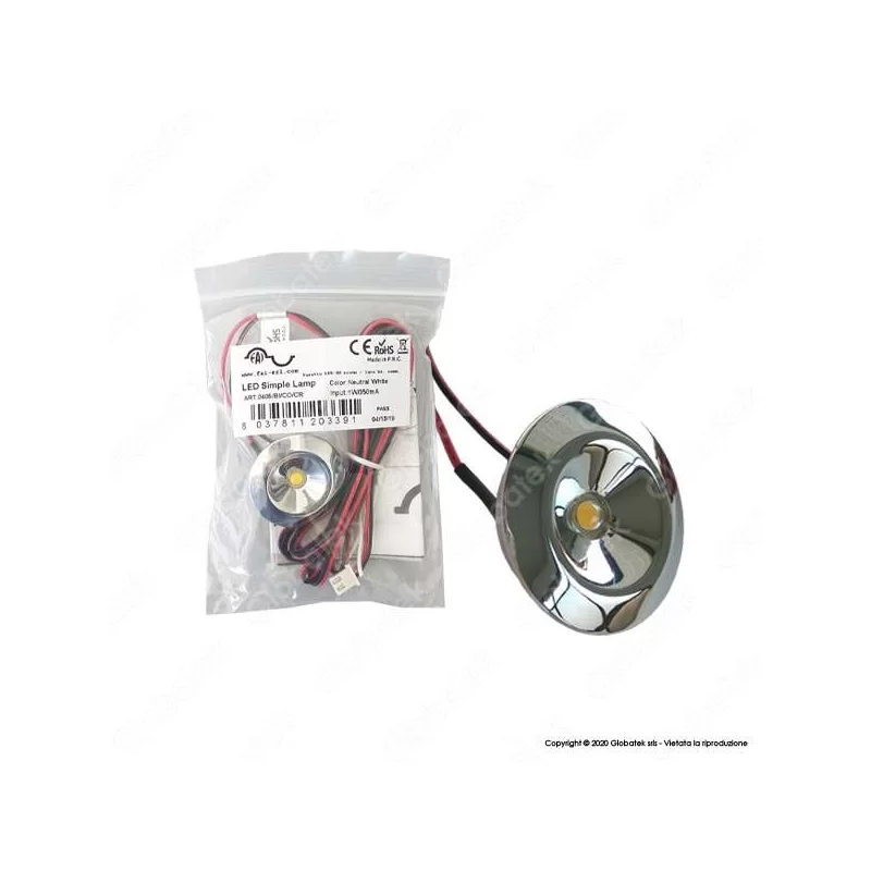 FAI PUNTO LUCE LED DA INCASSO 1W CROMATO - MOD. 0405 