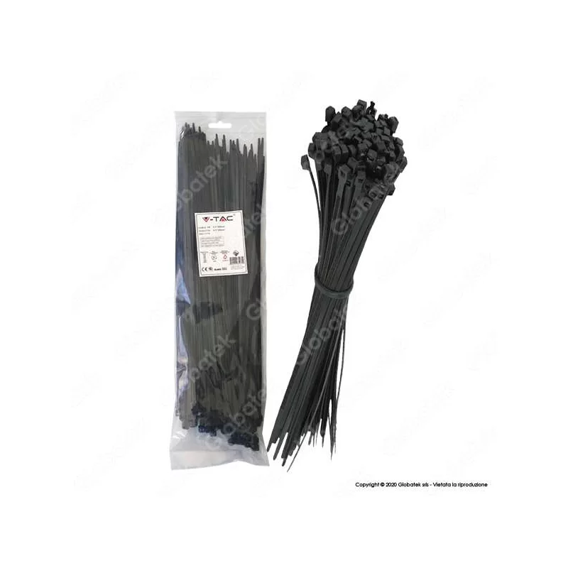 V-TAC CONFEZIONE DA 100 FASCETTE STRINGICAVO AUTOBLOCCANTI IN NYLON 4,5 X 350 MM - SKU 11175 / 11176 