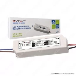 V-TAC VT-21030 ALIMENTATORE 30W IMPERMEABILE IP67 A 1 USCITA CON CAVI A SALDARE - SKU 3271 
