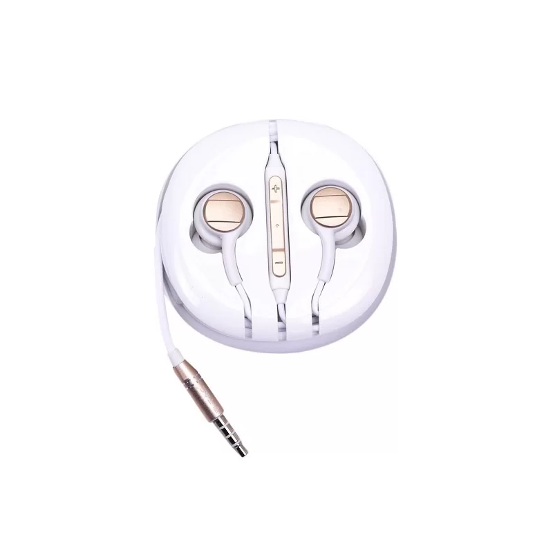 V-TAC VT-1132 COPPIA DI AURICOLARI CON MICROFONO E JACK 3,5MM COLORE BIANCO/ORO - SKU 7707 