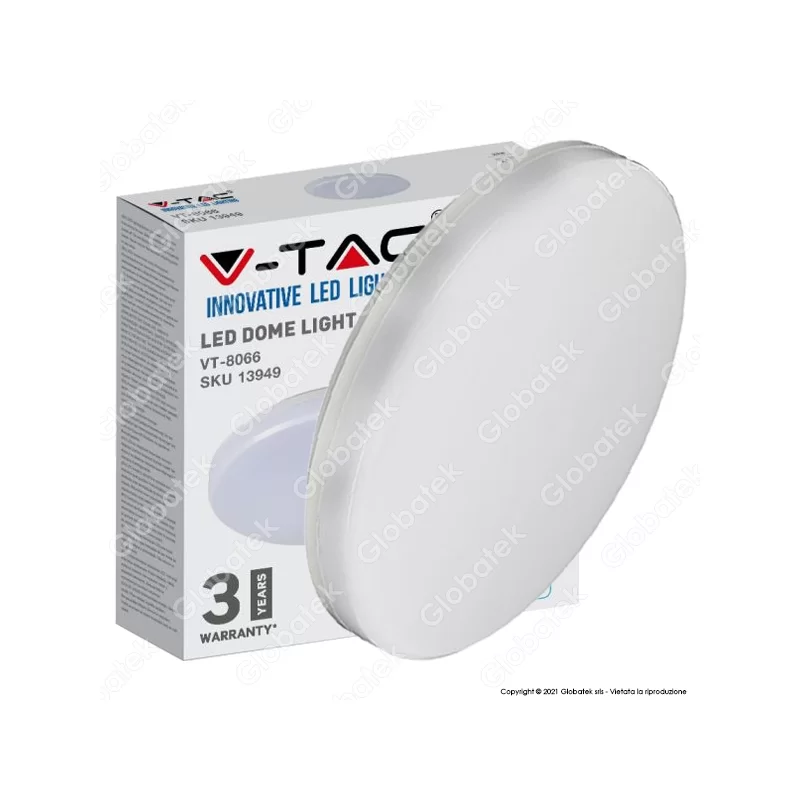 V-TAC VT-8066RD PLAFONIERA LED 25W FORMA CIRCOLARE CHIP SAMSUNG IP44 - SKU 13929 / 13939 / 13949 