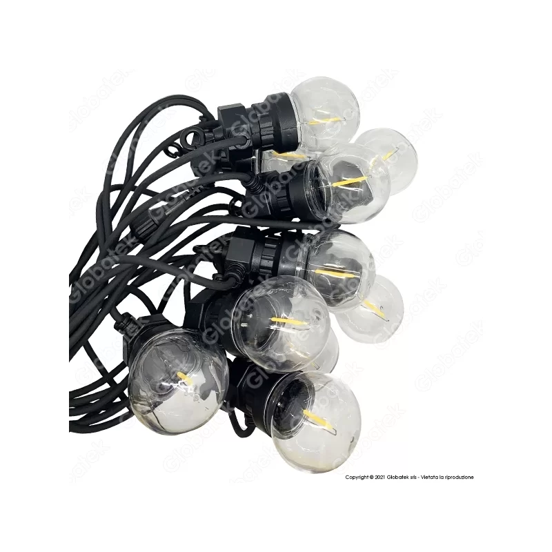 V-TAC VT-71510 CATENA DA 10 LAMPADINE LED MINI GLOBO FILAMENT PER INTERNO E ESTERNO - SKU 2728 