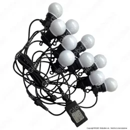 V-TAC VT-70510 CATENA DA 10 LAMPADINE LED MINI GLOBO BIANCHE PER INTERNO E ESTERNO - SKU 7436 / 7437 
