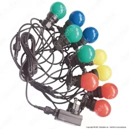 CATENA DA 10 LAMPADINE LED V-TAC VT-70510 MINI GLOBO MULTICOLORE PER INTERNO E ESTERNO - SKU 7435 