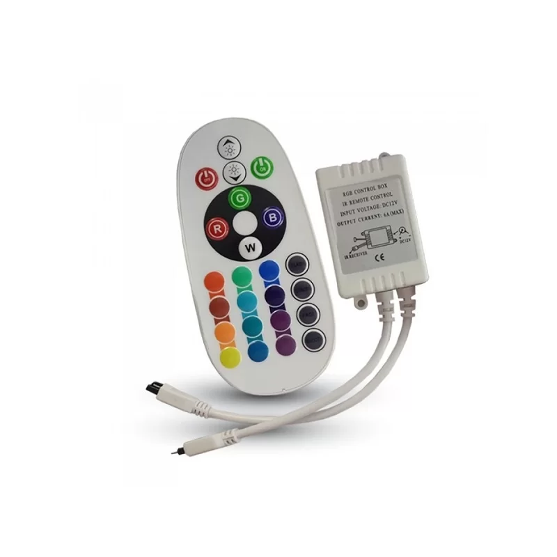 V-TAC CONTROLLER PER STRISCE LED RGB CON TELECOMANDO 24 TASTI - SKU 3625 