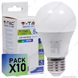 10 LAMPADINE LED V-TAC PRO VT-210 E27 9W BULB A60 CHIP SAMSUNG - PACK RISPARMIO