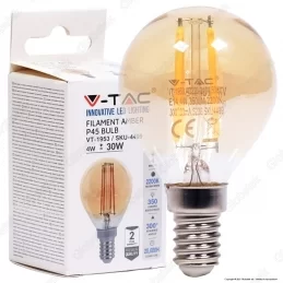 V-TAC VT-1953 LAMPADINA LED E14 4W MINIGLOBO P45 FILAMENTO AMBRATA - SKU 4499 