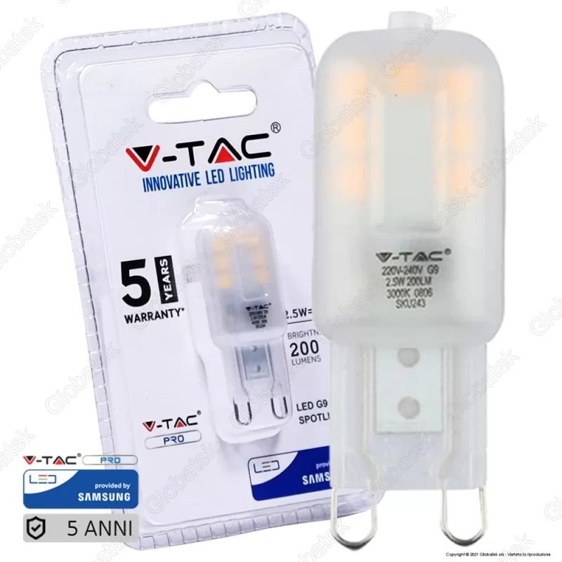 V-TAC PRO VT-203 LAMPADINA LED G9 2,5W BULB CHIP SAMSUNG - SKU 243 / 244 / 245 