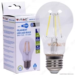 V-TAC VT-1885 LAMPADINA LED E27 4W BULB A60 FILAMENTO - SKU 4259 / 7119 / 7120 