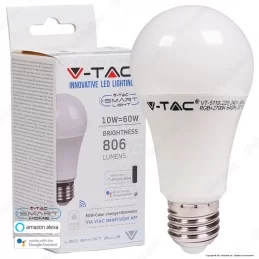 V-TAC SMART VT-5119 LAMPADINA LED WI-FI E27 10W BULB A60 RGB+W 4IN1 DIMMERABILE - SKU 2751 