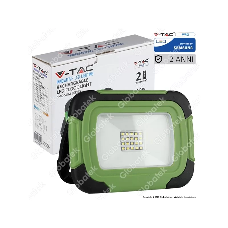 V-TAC PRO VT-10R FARO LED SMD 10W RICARICABILE A BATTERIA CON CHIP SAMSUNG - SKU 20037 / 503 