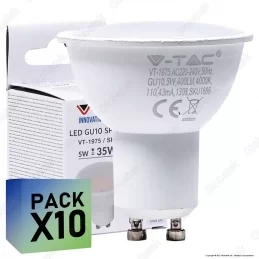 10 Lampadine LED V-Tac VT-1975 GU10 5W Faretto Spotlight - Pack Risparmio 
