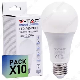 10 Lampadine LED V-Tac VT-2017 E27 17W Bulb A65 - Pack Risparmio
