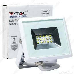 V-TAC VT-4011 E-SERIES FARO LED SMD 10W ULTRA SOTTILE DA ESTERNO COLORE BIANCO - SKU 5943 / 5944 / 5945 