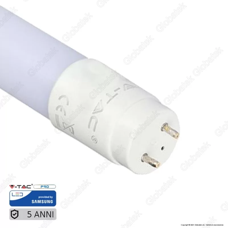 V-TAC PRO VT-122 SMD TUBO LED NANO PLASTIC T8 G13 18W CHIP SAMSUNG LAMPADINA 120CM - SKU 688 / 672 / 673 