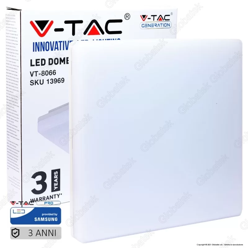V-TAC VT-8066 SQ PLAFONIERA LED QUADRATA 25W - SKU 13959 / 13969 / 13979 
