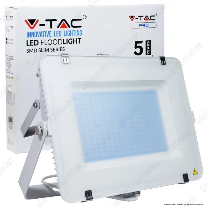 V-TAC PRO VT-200 FARO LED SMD 200W ULTRASOTTILE CHIP SAMSUNG DA ESTERNO COLORE BIANCO - SKU 420 / 421 