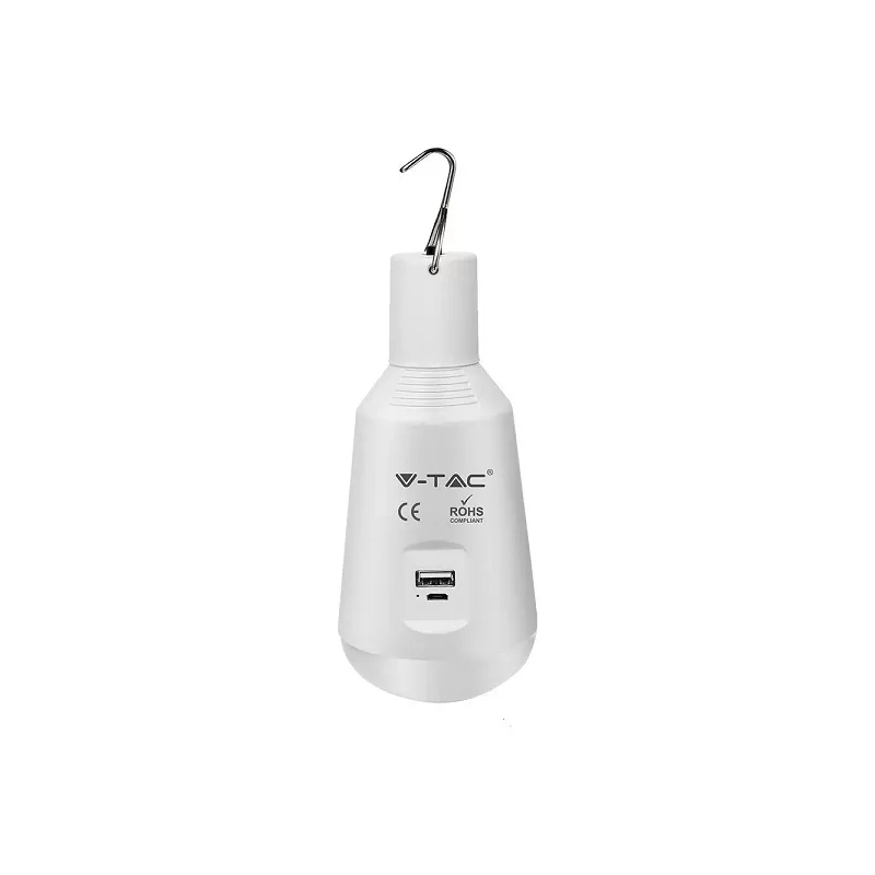 V-TAC SMART VT-2417 LAMPADINA LED 7W BULB A65 CHANGING COLOR 3IN1 LUCE EMERGENZA RICARICABILE CON PANNELLO SOLARE - SKU 2857 
