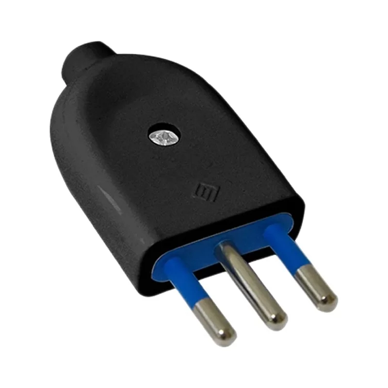 ECOVA SPINA SINGOLA 10A 2P+T CON USCITA CAVO DRITTA COLORE NERO - MOD. 33004 