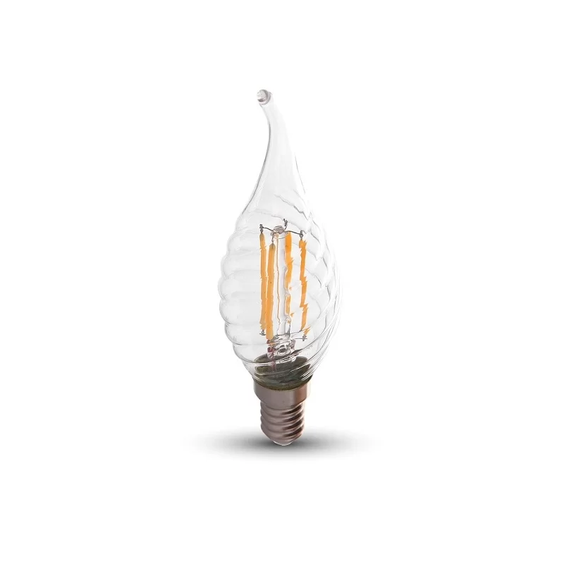 V-TAC VT-1995 LAMPADINA LED E14 4W CANDELA FIAMMA TWIST FILAMENTO - SKU 214308 / 214431 / 214432 