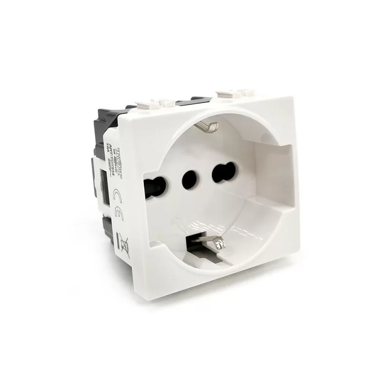 MAPAM PRESA SCHUKO UNEL (16A-250V) BIANCO - MOD. 514B - COMPATIBILE CON BTICINO MATIX 