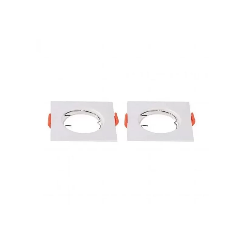 V-TAC VT-930 SUPER SAVER PACK 2X PORTAFARETTO QUADRATO FISSO DA INCASSO PER LAMPADINE GU10 E GU5.3 (MR16) BIANCO - SKU 6642 