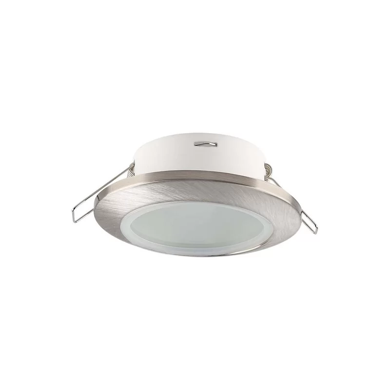 V-TAC VT-981 PORTAFARETTO ROTONDO FISSO DA INCASSO PER LAMPADINE GU10 NICKEL SATINATO IP44 - SKU 6700 