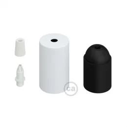 CREATIVE-CABLES KIT PORTALAMPADA E27 CILINDRO BIANCO OPACO CON SERRACAVO CONICO BIANCO - COD. KBM4011VBO 