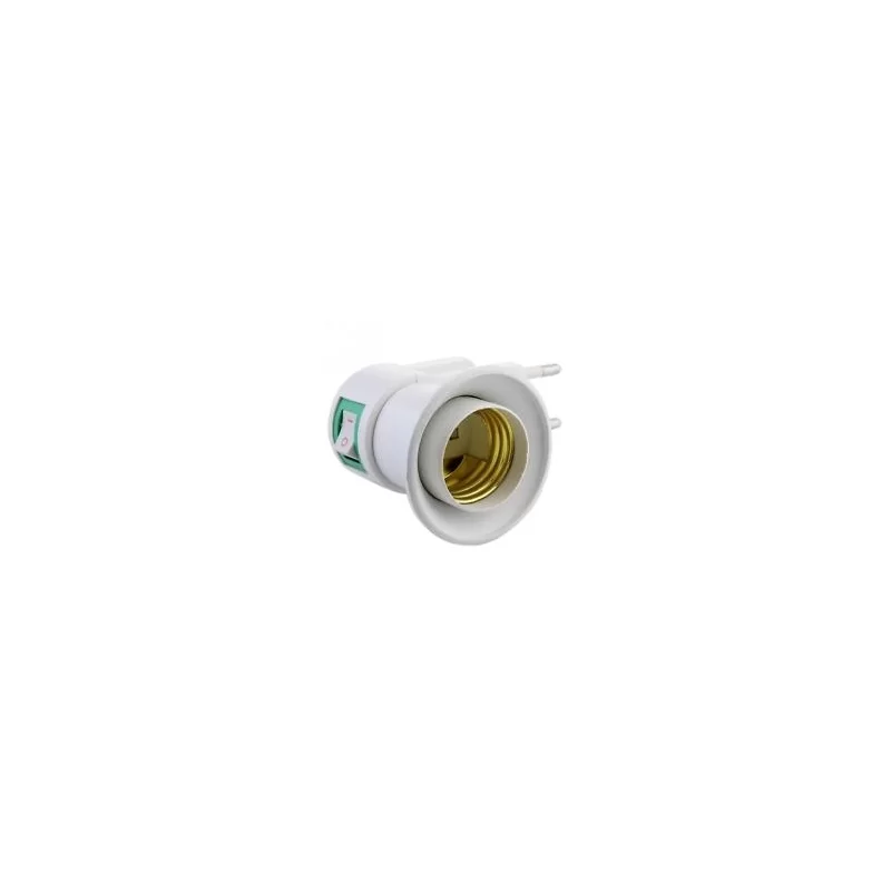 PORTALAMPADA PRESA DA MURO PER LAMPADINE E27 CON PULSANTE ON / OFF 