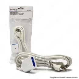 V-TAC CAVO PROLUNGA SPINA E PRESA ITALIANE 3 METRI 16A COLORE BIANCO - SKU 8731 