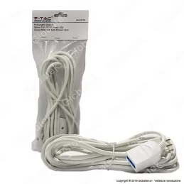 V-TAC CAVO PROLUNGA SPINA E PRESA ITALIANE 5 METRI 10A COLORE BIANCO - SKU 8730 