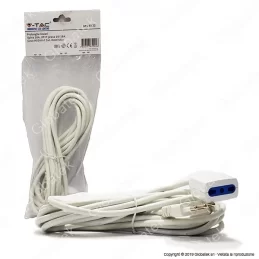 V-TAC CAVO PROLUNGA SPINA E PRESA ITALIANE 5 METRI 16A COLORE BIANCO - SKU 8732 
