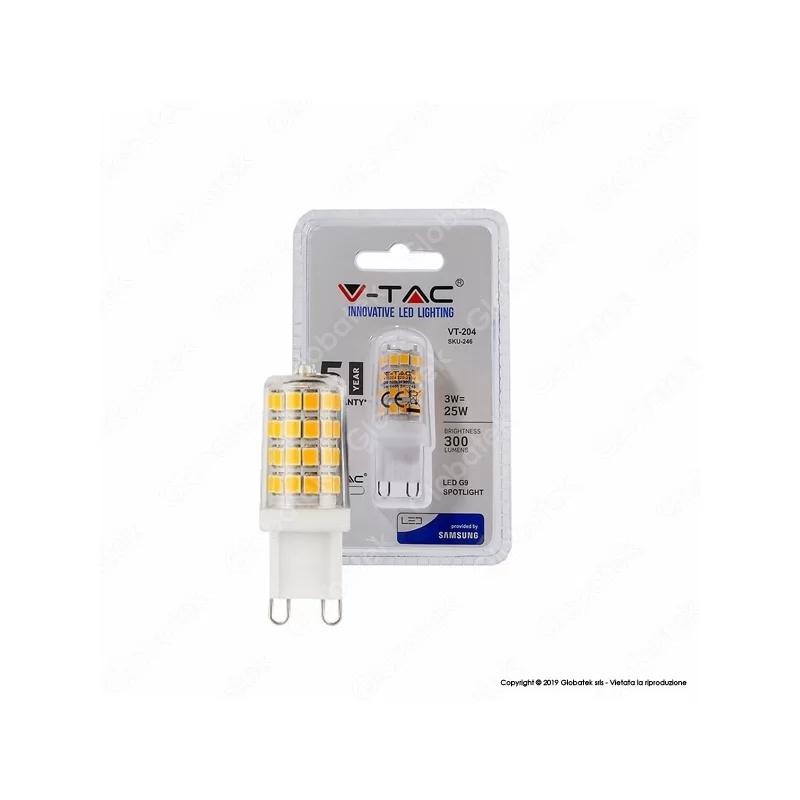 V-TAC PRO VT-204 LAMPADINA LED G9 3W BULB CHIP SAMSUNG - SKU 246 / 247 / 248 